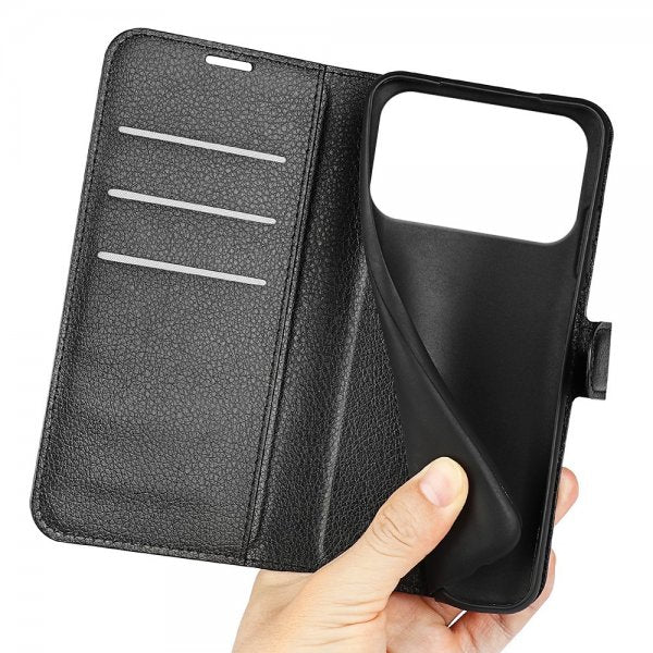 iPhone 17 Pro Etui Litchi Svart