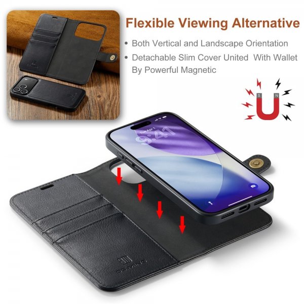 Dg.Ming iPhone 17 Pro Etui Avtagbart Deksel Svart