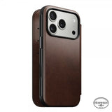 Nomad iPhone 17 Pro Etui Modern Leather Folio Horween Rustic Brown