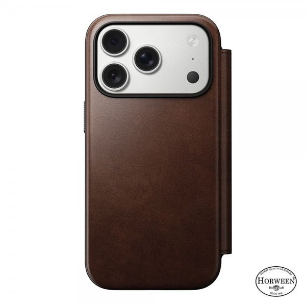 Nomad iPhone 17 Pro Etui Modern Leather Folio Horween Rustic Brown