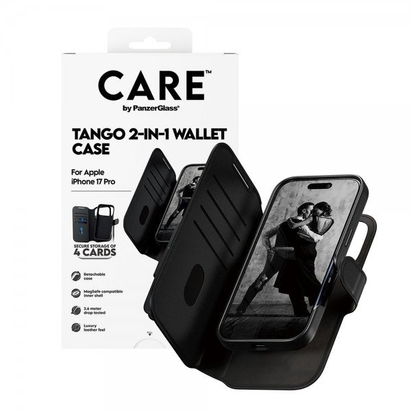 CARE by PanzerGlass iPhone 17 Pro Etui Tango Two-in-One Wallet MagSafe Svart