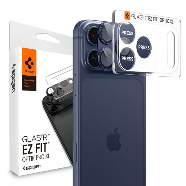 Spigen iPhone 17 Pro Kamerabeskytter Glas.tR EZ Fit Optik Pro XL Blå