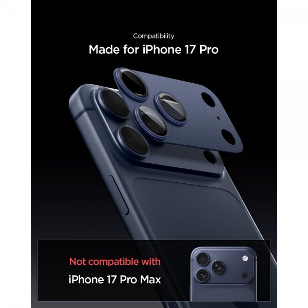 Spigen iPhone 17 Pro Kamerabeskytter Glas.tR EZ Fit Optik Pro XL Blå