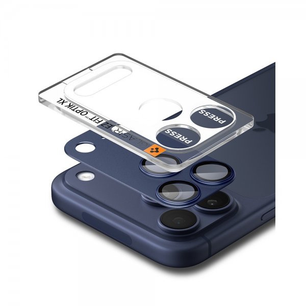 Spigen iPhone 17 Pro Kamerabeskytter Glas.tR EZ Fit Optik Pro XL Blå