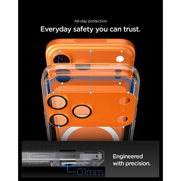 Spigen iPhone 17 Pro Kamerabeskytter Glas.tR EZ Fit Optik Pro XL Oransje