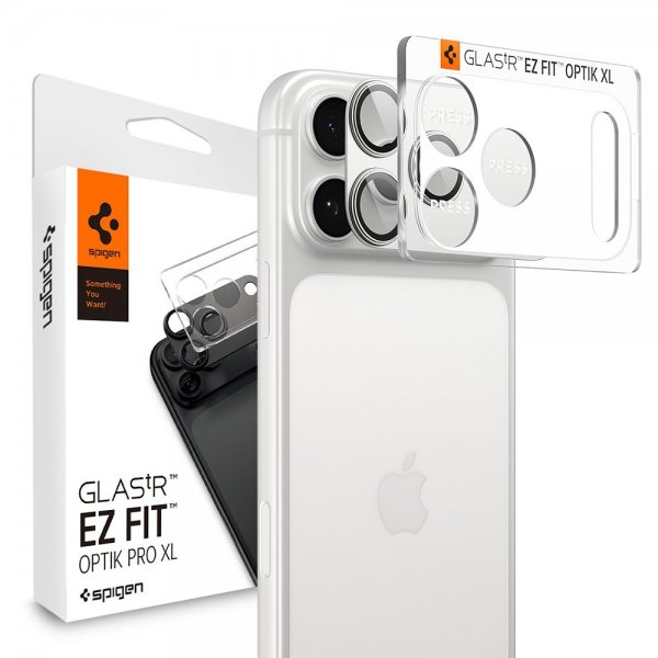 Spigen iPhone 17 Pro Kamerabeskytter Glas.tR EZ Fit Optik Pro XL Sølv