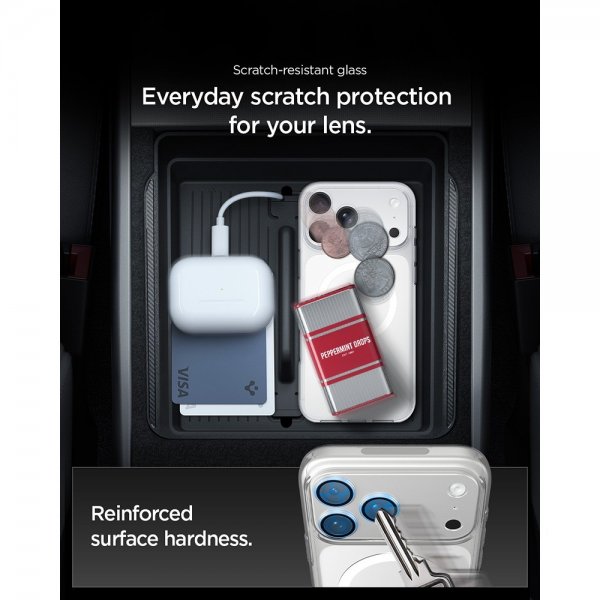 Spigen iPhone 17 Pro Kamerabeskytter Glas.tR EZ Fit Optik Pro XL Sølv