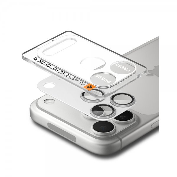 Spigen iPhone 17 Pro Kamerabeskytter Glas.tR EZ Fit Optik Pro XL Sølv