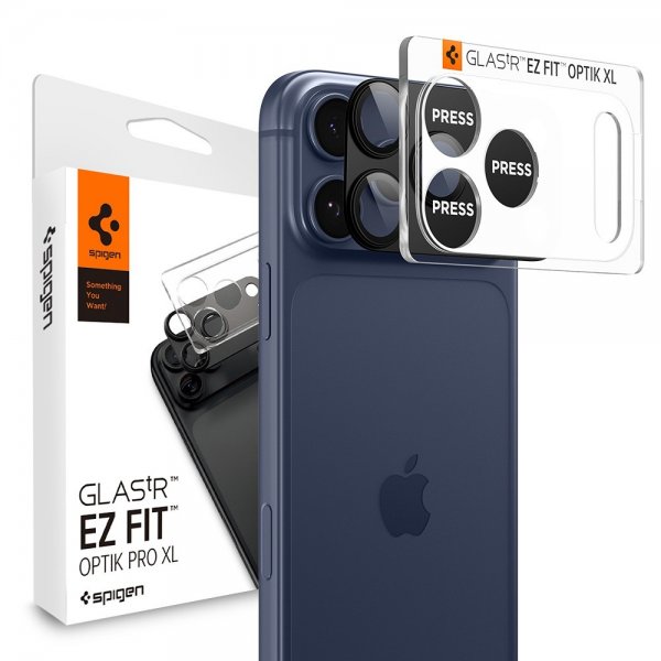 Spigen iPhone 17 Pro Kamerabeskytter Glas.tR EZ Fit Optik Pro XL Svart