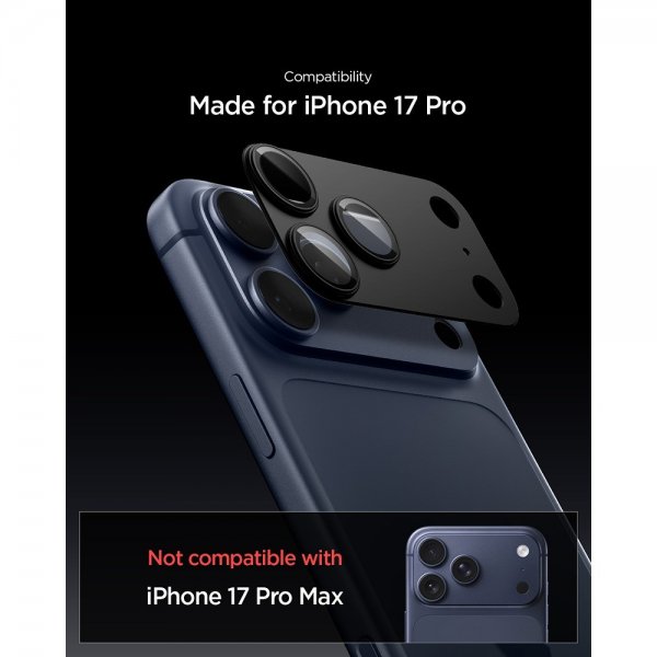 Spigen iPhone 17 Pro Kamerabeskytter Glas.tR EZ Fit Optik Pro XL Svart