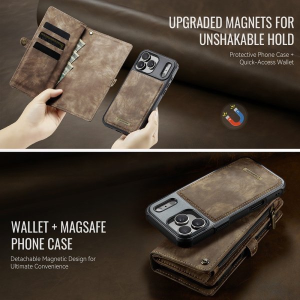CaseMe iPhone 17 Pro Max Etui 008 Series Avtakbart Deksel Brun