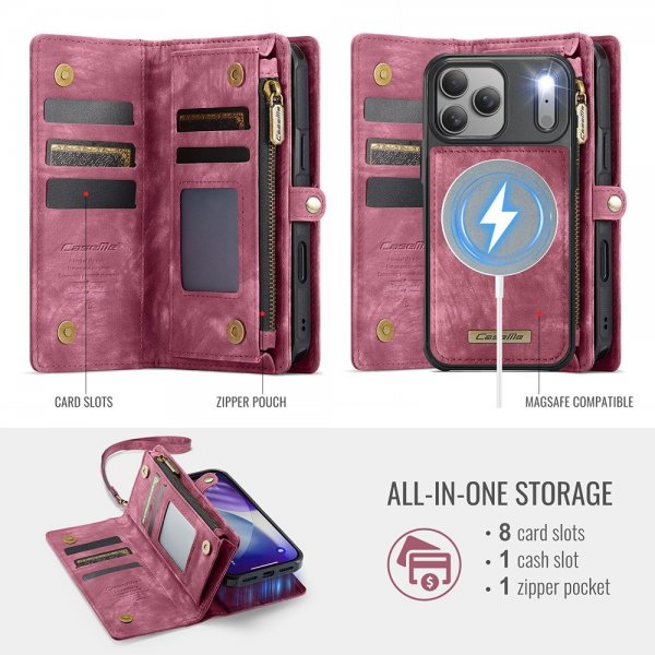CaseMe iPhone 17 Pro Max Etui 008 Series Avtakbart Deksel Rød