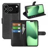 iPhone 17 Pro Max Etui Litchi Svart