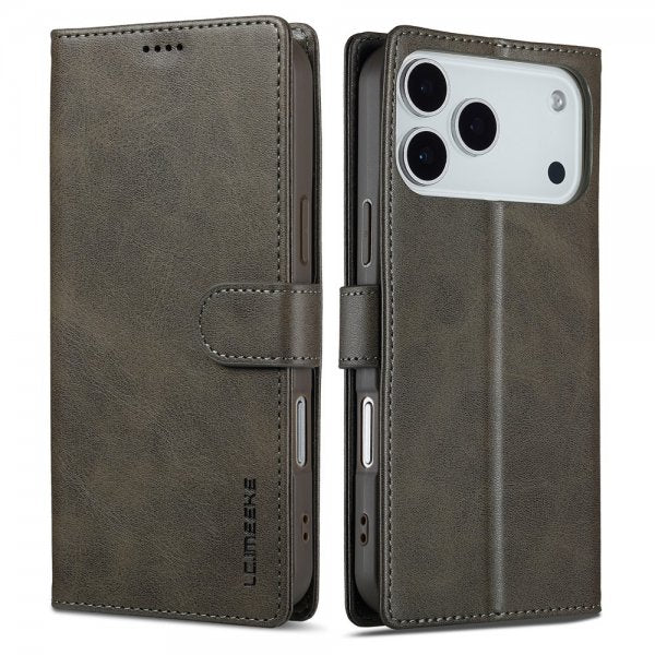 Lc.Imeeke iPhone 17 Pro Max Etui med Kortlomme stativfunksjon Grå