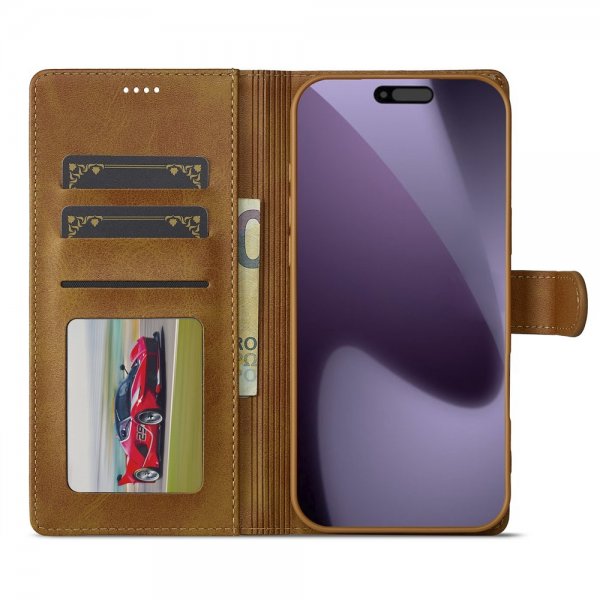 Lc.Imeeke iPhone 17 Pro Max Etui med Kortlomme stativfunksjon Lysebrun