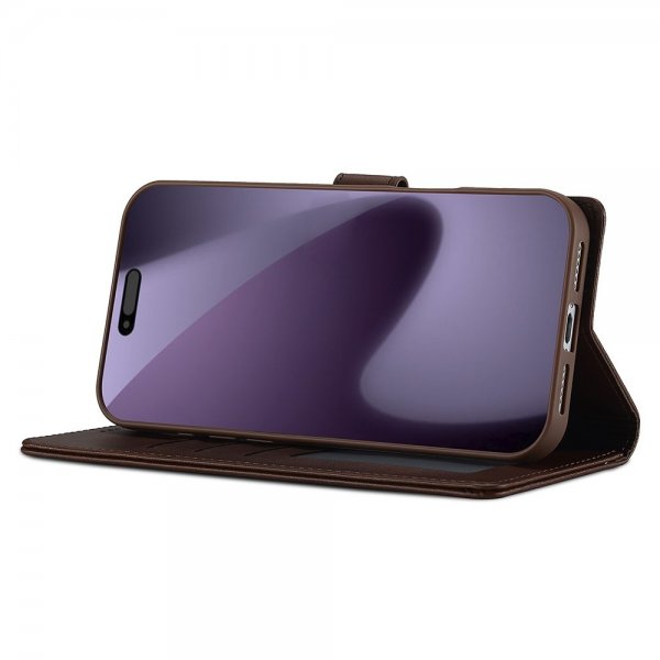 Lc.Imeeke iPhone 17 Pro Max Etui med Kortlomme stativfunksjon Mørkebrun