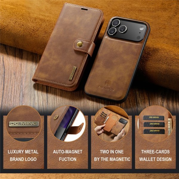 Dg.Ming iPhone 17 Pro Max Etui Avtagbart Deksel Brun