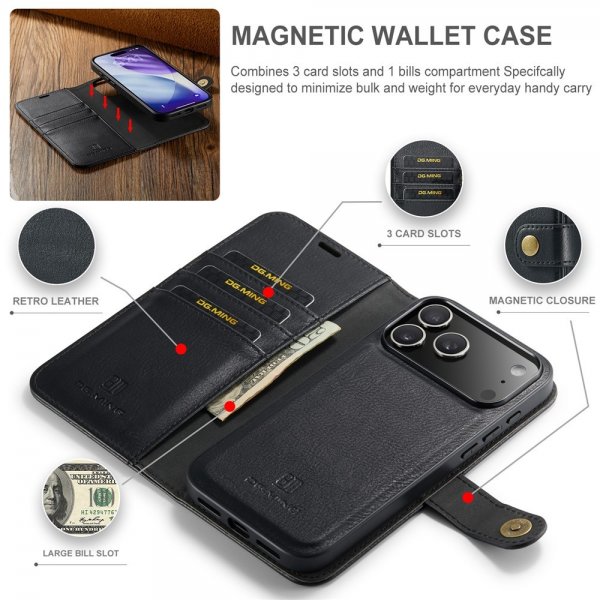 Dg.Ming iPhone 17 Pro Max Etui Avtagbart Deksel Svart
