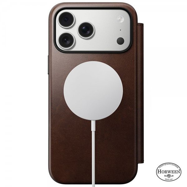 Nomad iPhone 17 Pro Max Etui Modern Leather Folio Horween Rustic Brown