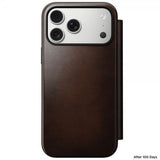 Nomad iPhone 17 Pro Max Etui Modern Leather Folio Horween Rustic Brown