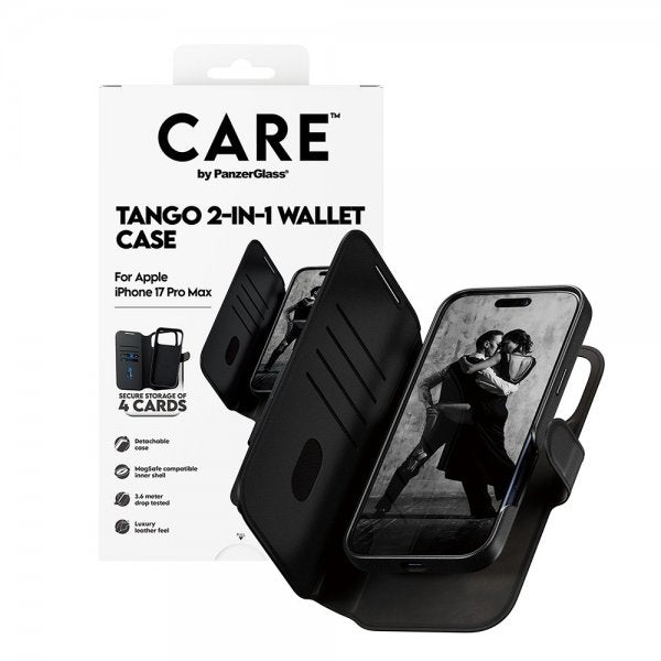 CARE by PanzerGlass iPhone 17 Pro Max Etui Tango Two-in-One Wallet MagSafe Svart
