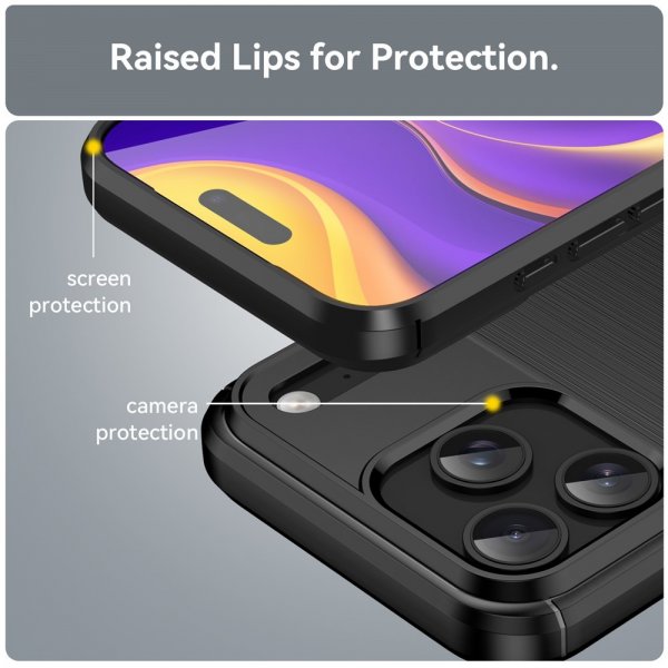 iPhone 17 Pro Max Deksel Børstet Karbonfibertekstur Svart