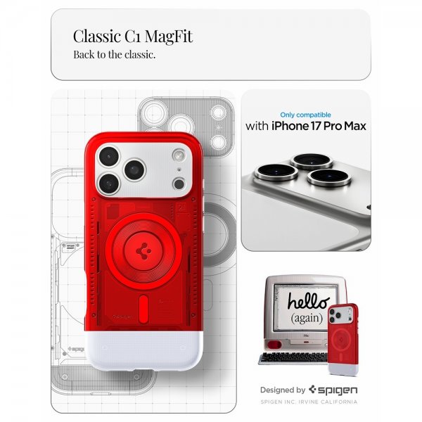 Spigen iPhone 17 Pro Max Deksel Classic C1 MagFit Ruby