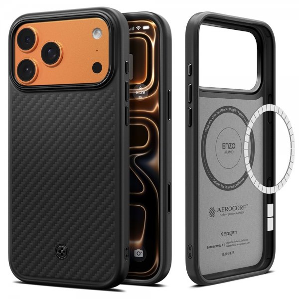 Spigen iPhone 17 Pro Max Deksel Enzo Aramid T MagFit Svart