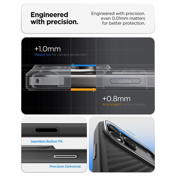 Spigen iPhone 17 Pro Max Deksel Enzo Aramid T MagFit Svart Sølv