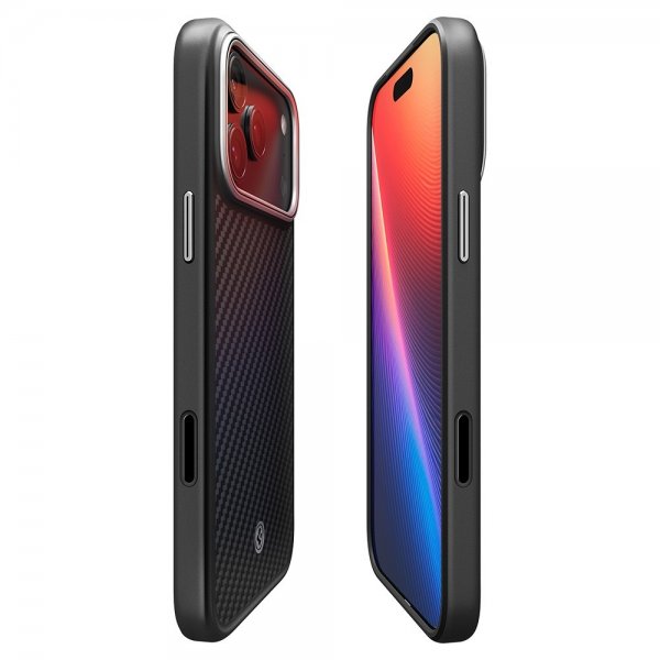 Spigen iPhone 17 Pro Max Deksel Enzo Aramid T MagFit Svart Sølv