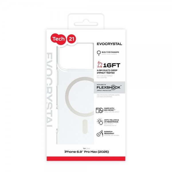 Tech21 iPhone 17 Pro Max Deksel EvoCrystal MagSafe Metallic Silver