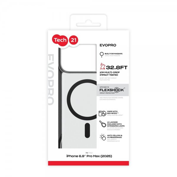 Tech21 iPhone 17 Pro Max Deksel EvoPro MagSafe Transparent Svart