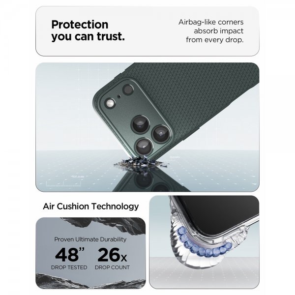 Spigen iPhone 17 Pro Max Deksel Liquid Air Abyss Green