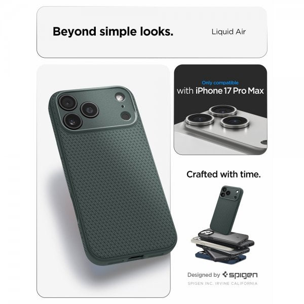 Spigen iPhone 17 Pro Max Deksel Liquid Air Abyss Green
