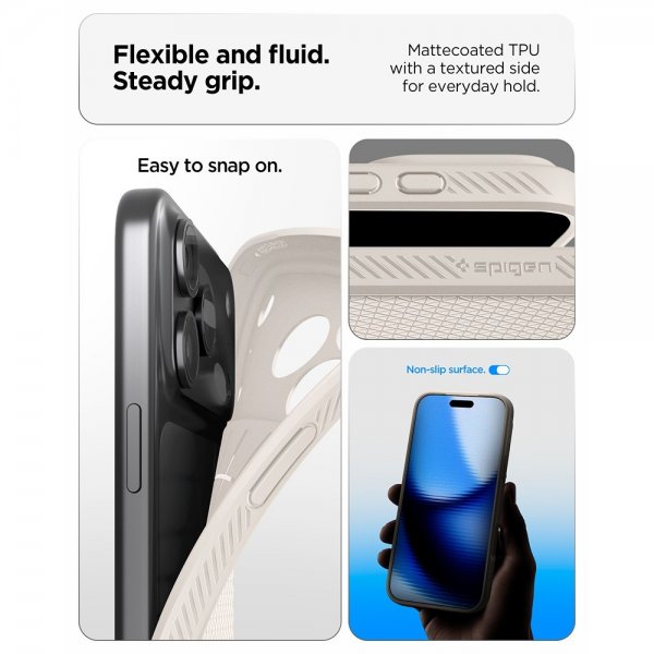 Spigen iPhone 17 Pro Max Deksel Liquid Air Natural Titanium