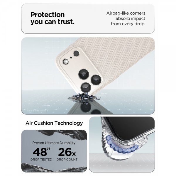 Spigen iPhone 17 Pro Max Deksel Liquid Air Natural Titanium