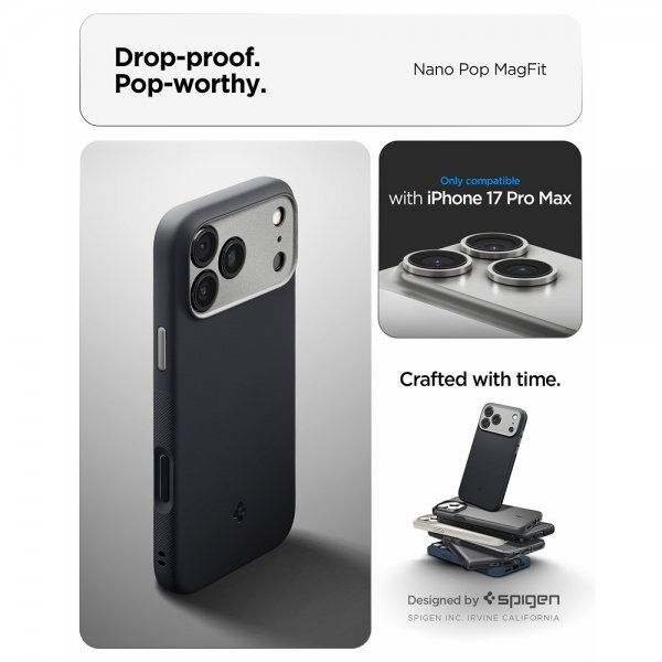 Spigen iPhone 17 Pro Max Deksel Nano Pop MagFit Black Sesame