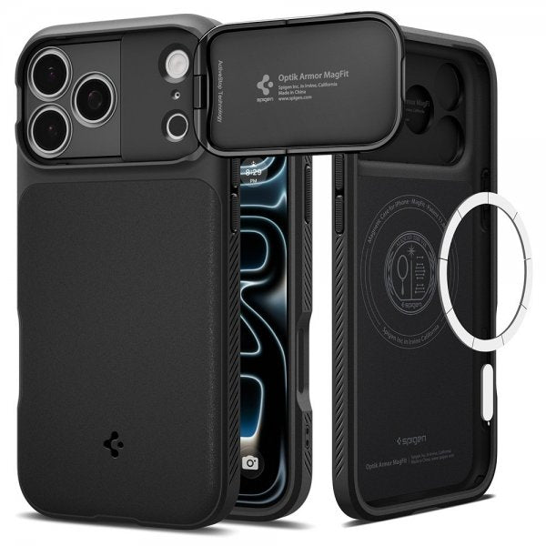 Spigen iPhone 17 Pro Max Deksel Optik Armor MagFit Svart
