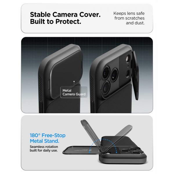 Spigen iPhone 17 Pro Max Deksel Optik Armor MagFit Svart