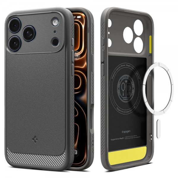 Spigen iPhone 17 Pro Max Deksel Rugged Armor MagFit Marble Gray