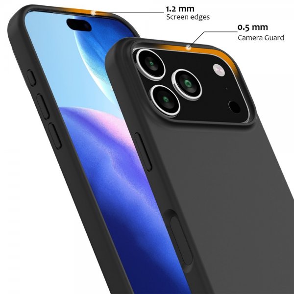Nordic Covers iPhone 17 Pro Max Deksel Silicone Feather Series MagSafe Raven Black