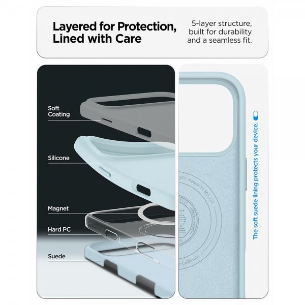 Spigen iPhone 17 Pro Max Deksel Silicone Fit MagFit Mute Blue