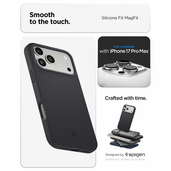 Spigen iPhone 17 Pro Max Deksel Silicone Fit MagFit Svart