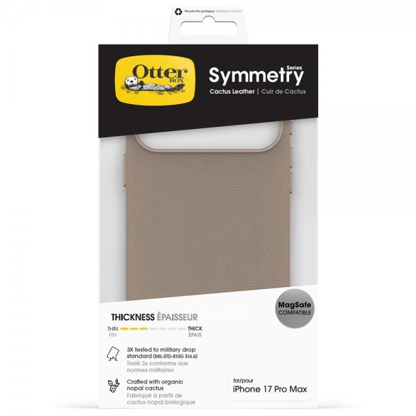 Otterbox iPhone 17 Pro Max Deksel Symmetry Cactus Leather MagSafe Grey Comfort