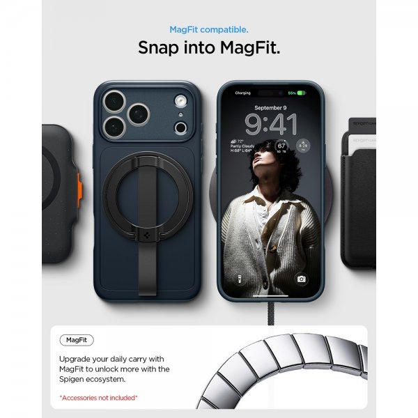 Spigen iPhone 17 Pro Max Deksel Thin Fit MagFit Metal Slate