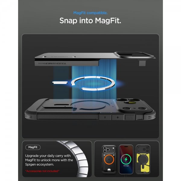Spigen iPhone 17 Pro Max Deksel Tough Armor T MagFit Gunmetal