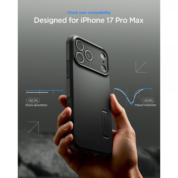 Spigen iPhone 17 Pro Max Deksel Tough Armor T MagFit Svart