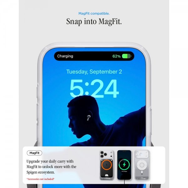 Spigen iPhone 17 Pro Max Deksel Ultra Hybrid Classic MagFit Sølv