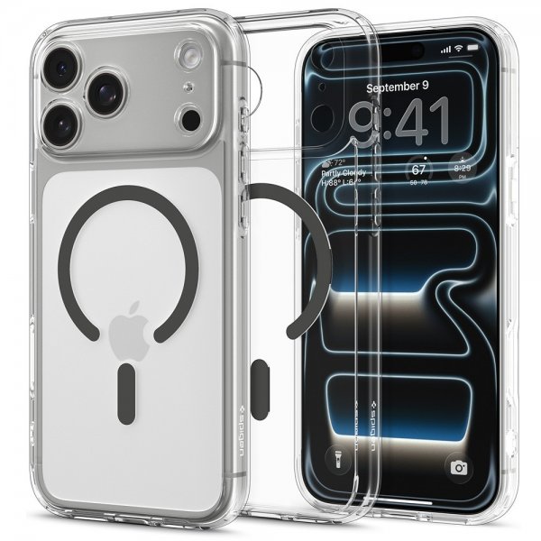 Spigen iPhone 17 Pro Max Deksel Ultra Hybrid MagFit Clear Graphite