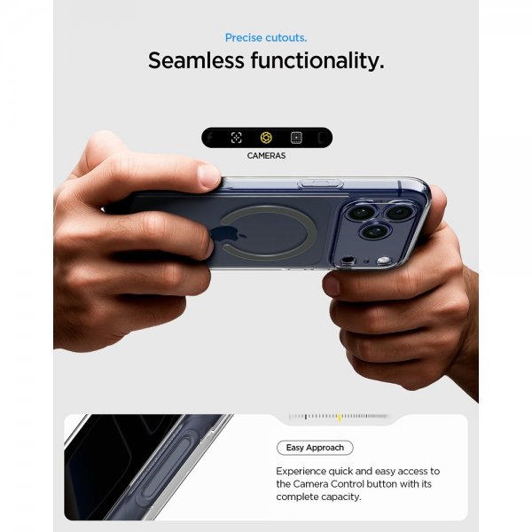 Spigen iPhone 17 Pro Max Deksel Ultra Hybrid MagFit Clear Graphite